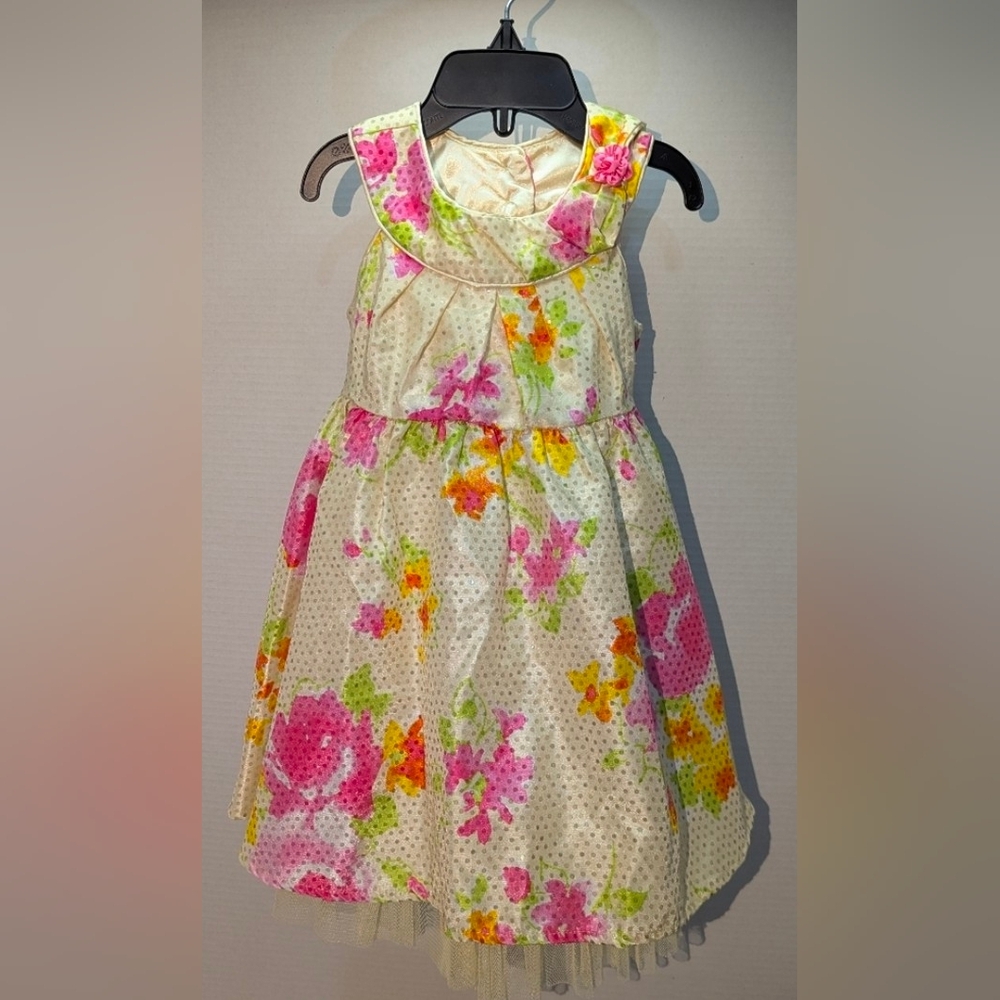 SZ 2T Jona Michelle Toddler Girls Floral Print Tulle Sleeveless Dress